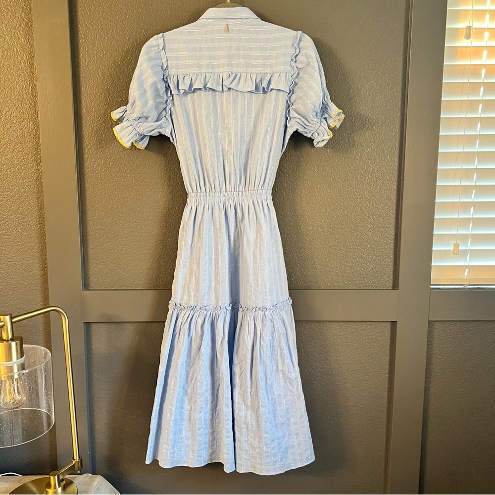 MISA LOS ANGELES • Kyla Metallic Blue Puff Sleeve Dress XS - Picture 11 of 13